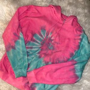 pink & blue tie die hoodie